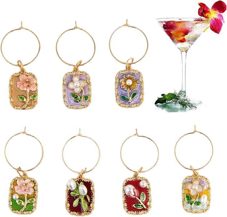 24Pcs Wine Glass Charms & Markers by Unknown