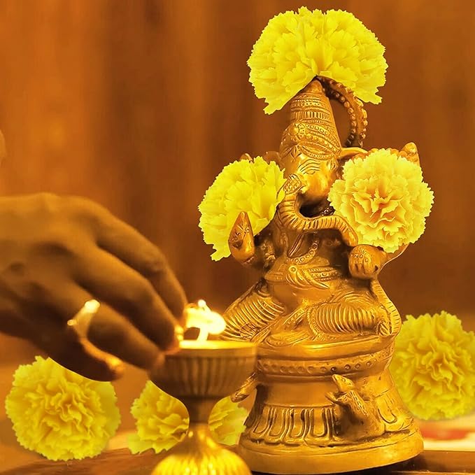 30 Pcs Artificial Marigold Flowers, 3.54" Silk Marigold Flower Heads - Image 7