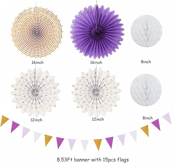 Purple-Lavender White Gold Party Decorations - Image 2