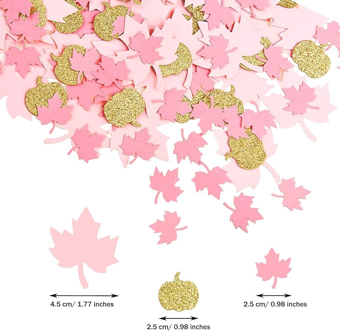 Sumind 200 Pieces Thanksgiving Pink and Gold Pumpkin Confetti Christmas Baby - Image 2