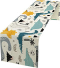 Cartoon Dinosaur Table Runner, Kids Boys Cute Various Dino Moutain Modern by Kurtect