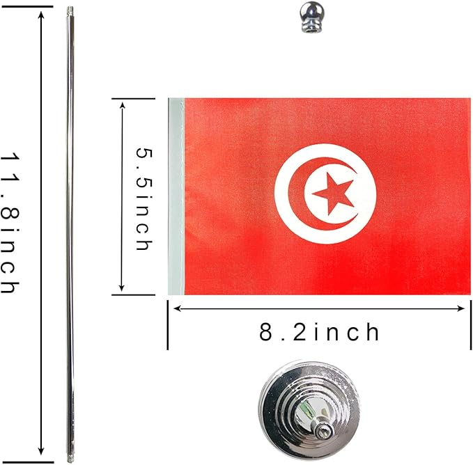 GentleGirl.USA Tunisia Table Flags, Stick Small Mini Tunisian Flag Office Desk - Image 2