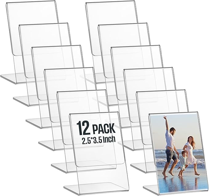 Ctosree 12 Pcs Acrylic Photo Frame L shape Slant Back Desktop Photo Frames by Ctosree