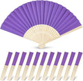 JOHOUSE 12 Packs Foldable Hand Fans, 8.3 Inch Purple Paper Fans Handheld by JOHOUSE