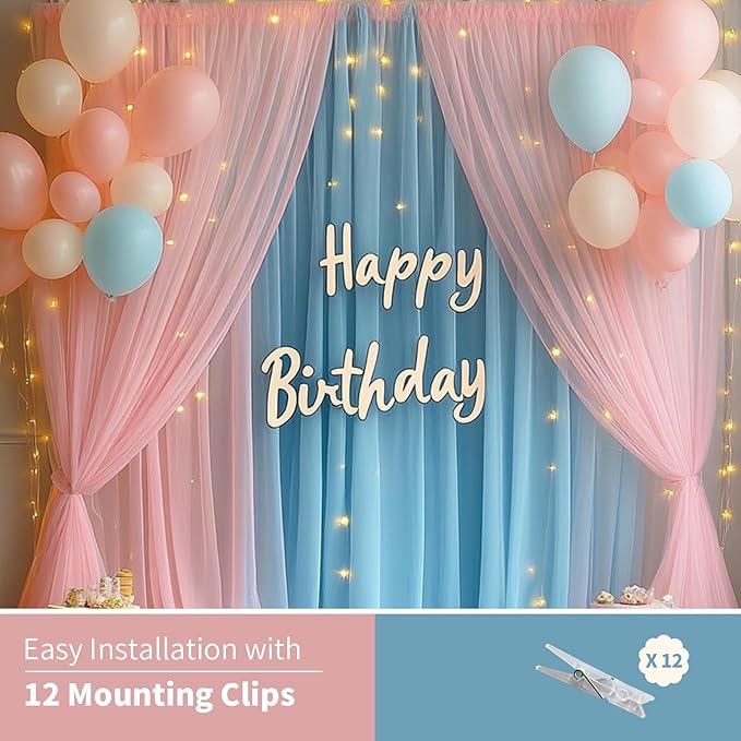 Pink Blue Tulle Backdrop Curtain - Image 7