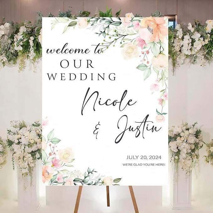 Personalized Welcome To Our Wedding Sign, Wedding Decorations, Flowers Wedding by Custom