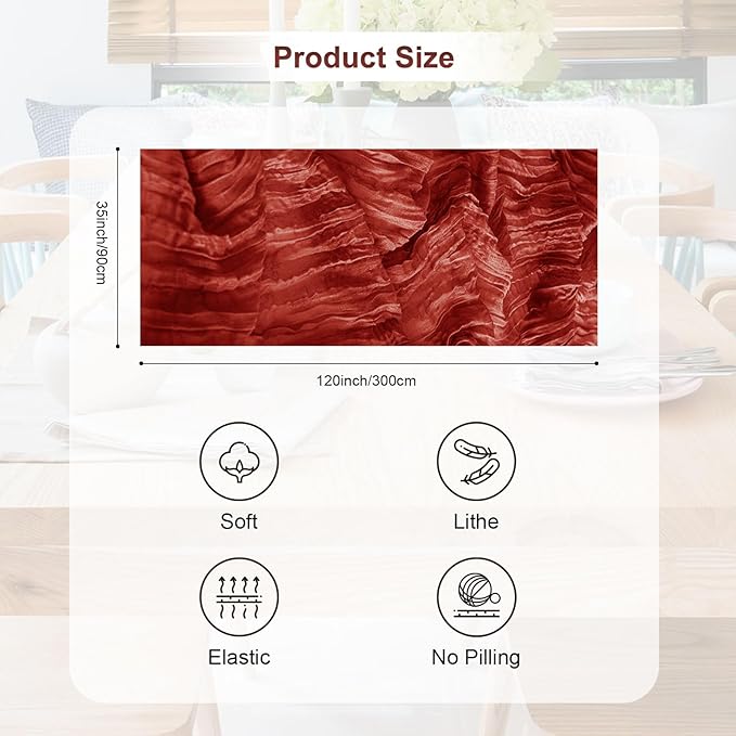 6 Pack Terracotta Cheesecloth Table Runner 35x120 Inch 10Ft Rustic Gauze Cheese - Image 4