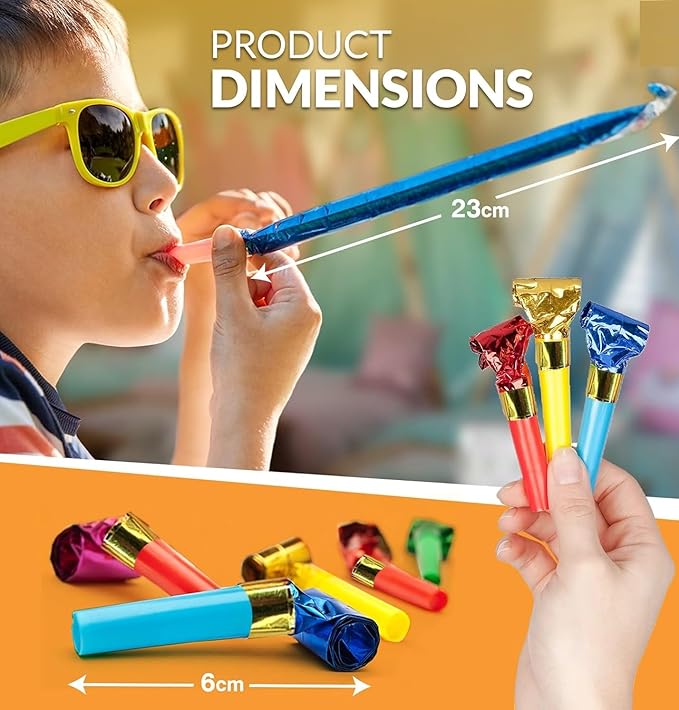 25pcs Party Blowers, Colourful Noisemakers Party Blowouts Squawkers Fringed - Image 2