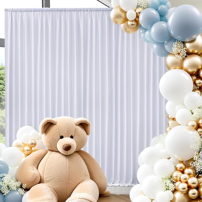 30ft x 10ft Thick White Backdrop Curtains - Image 7
