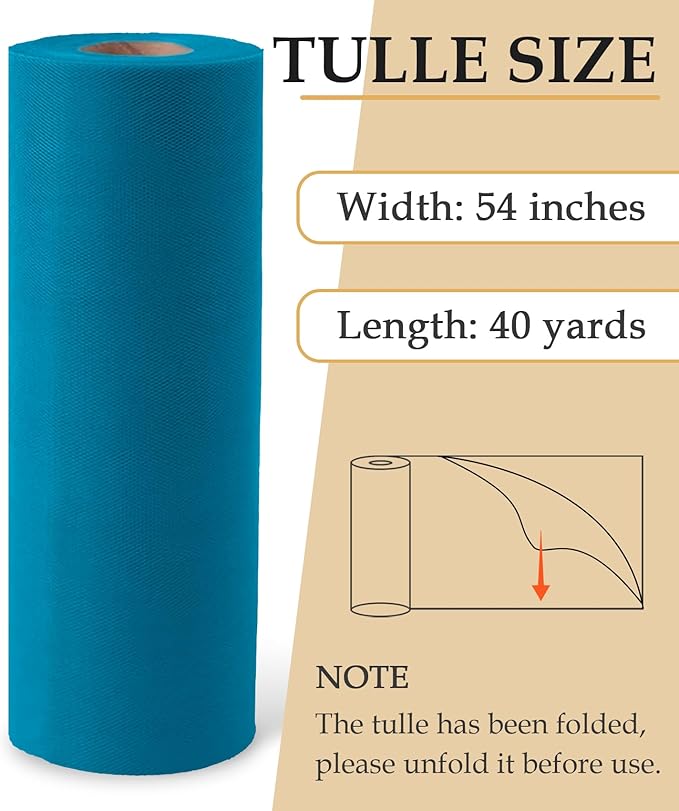 Turquoise Tulle Fabric Roll - Image 2