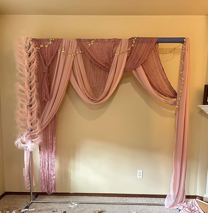 Wedding Arch Draping Fabric Backdrop 1 Panel 30" x 19Ft Dusty Rose Drapes - Image 5