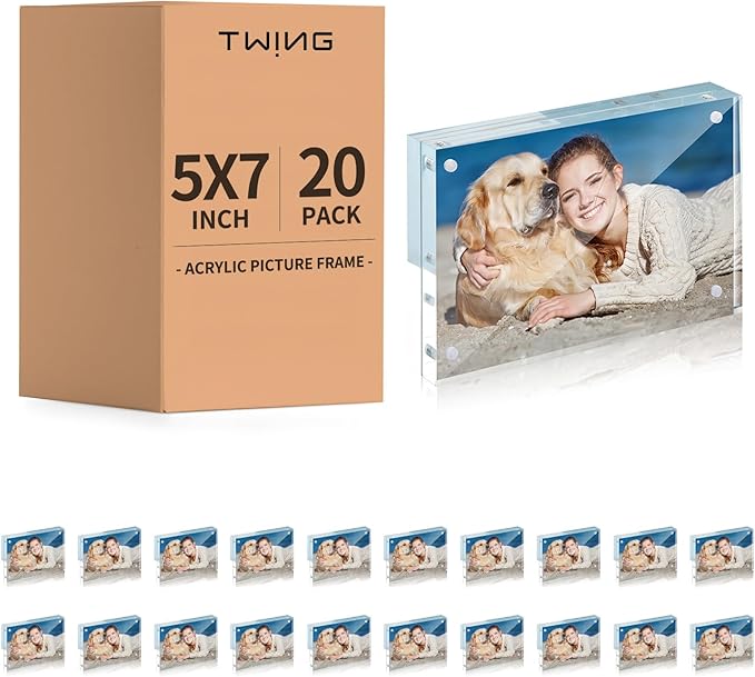 TWING 20 PACK 5 x 7 Inch Acrylic Picture Frame, 7 x 5 Acrylic Photo Frame by TwingRepublic