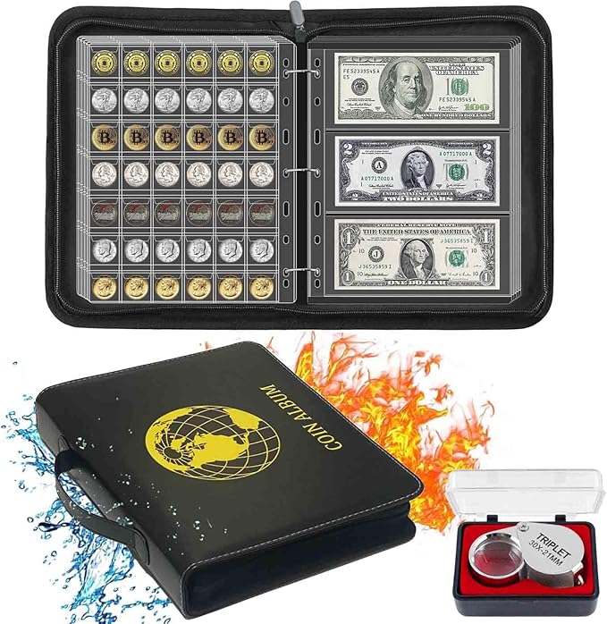 Fireproof Coin Currency Collection Album Book by Xxmbbjy