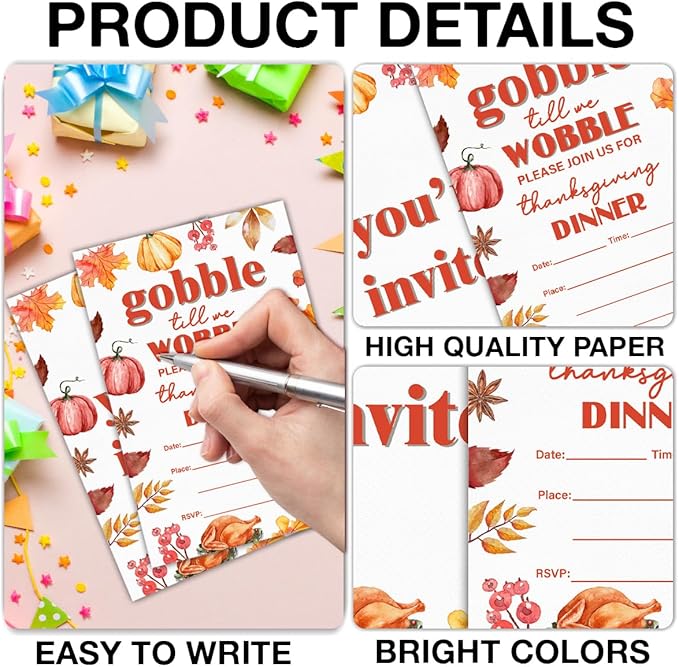 Thanksgiving Party Invitations Fall Pumpkins Turkey Friendsgiving Thanksgiving - Image 3