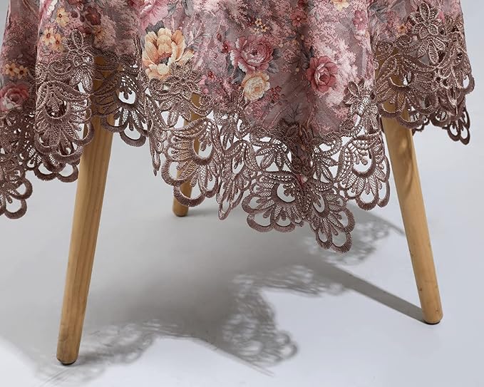 vctops Damask Lace Patchwork Tablecloth Luxury Square Small Table Cover Elegant - Image 2
