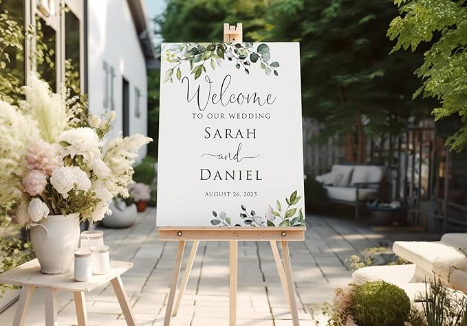 Wedding Welcome Sign, Botanical Wedding Welcome Sign, Pole Mount - Image 3