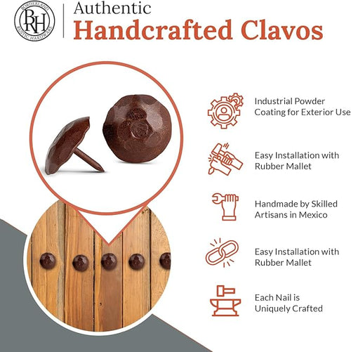 10 Pack 1.25" Round Head Iron Clavos Decorative Nails – Sealed Rusted – - Image 2