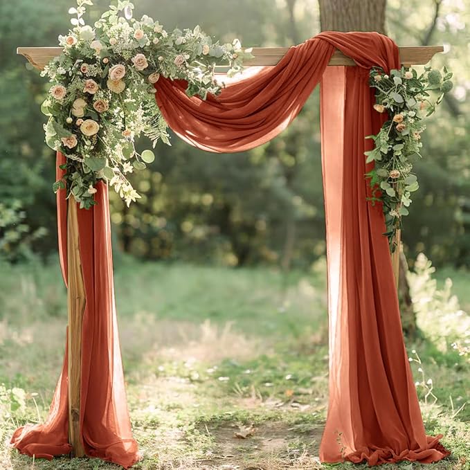Terracotta Fall Thanksgiving Elegant Arch Draping Fabric 2 Panels Outdoor 29" × - Image 2