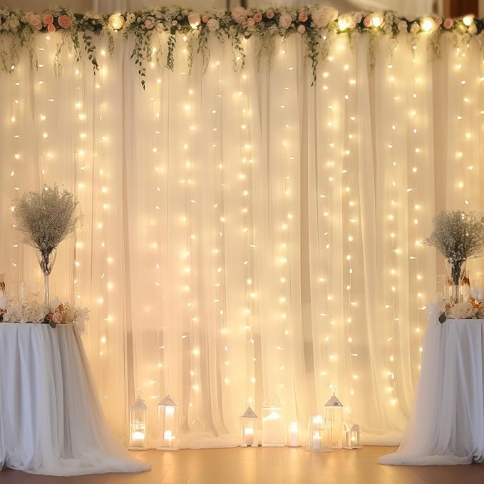 10ft x 10ft Beige Chiffon Backdrop Curtain - Image 4