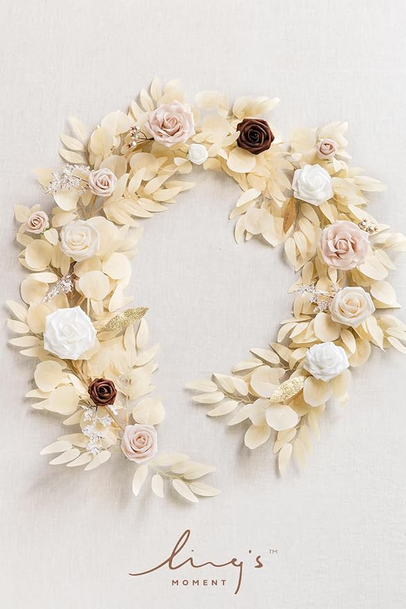 Ling's moment 5FT Artificial Flower Garland Fake Rose Eucalyptus Garland Arch - Image 4