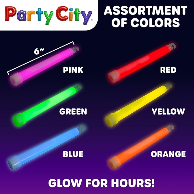 Party City Multicolor Glow Sticks Bulk Pack 6”- 25pk Glow in the Dark Sticks - Image 4