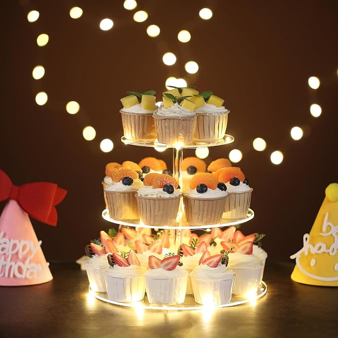 3 Tier Round Cupcake Stand Cupcake Holder, Acrylic Cupcake Tower - Image 4