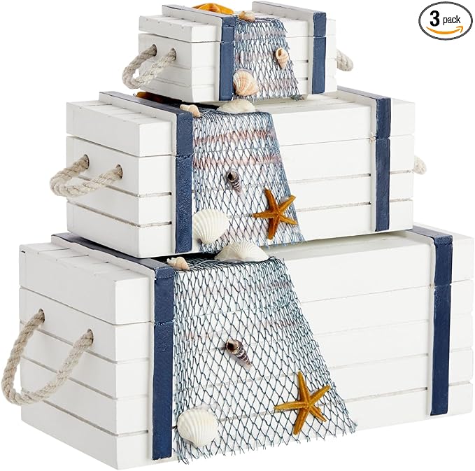 Juvale Nautical Wooden Jewelry Box Set by Juvale
