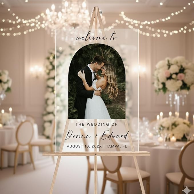 Personalized Wedding Photo Acrylic Welcome Sign – Custom Picture Board - Image 3