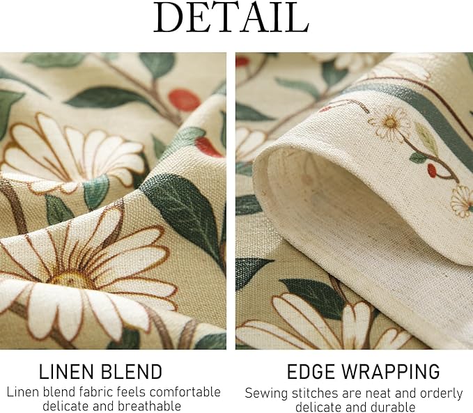 ISAENNE Designer Green Linen Round Tablecloth, Floral French Country Indoor - Image 4