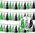 3P Black Silver Green Metallic Fringe Tassel Banner Garland Foil Tinsel by Xuuf