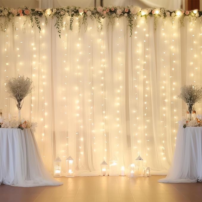 10ft x 10ft Cream White Chiffon Backdrop Curtain - Image 6