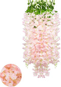 5 Pack Light Pink Wisteria Hanging Flowers Garland, 3.77 Feet Artificial Flower by Luerbi
