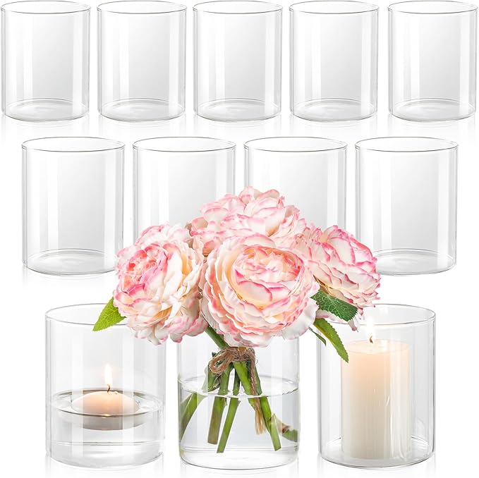 12pcs Glass Cylinder Vases for Centerpieces by Unknown