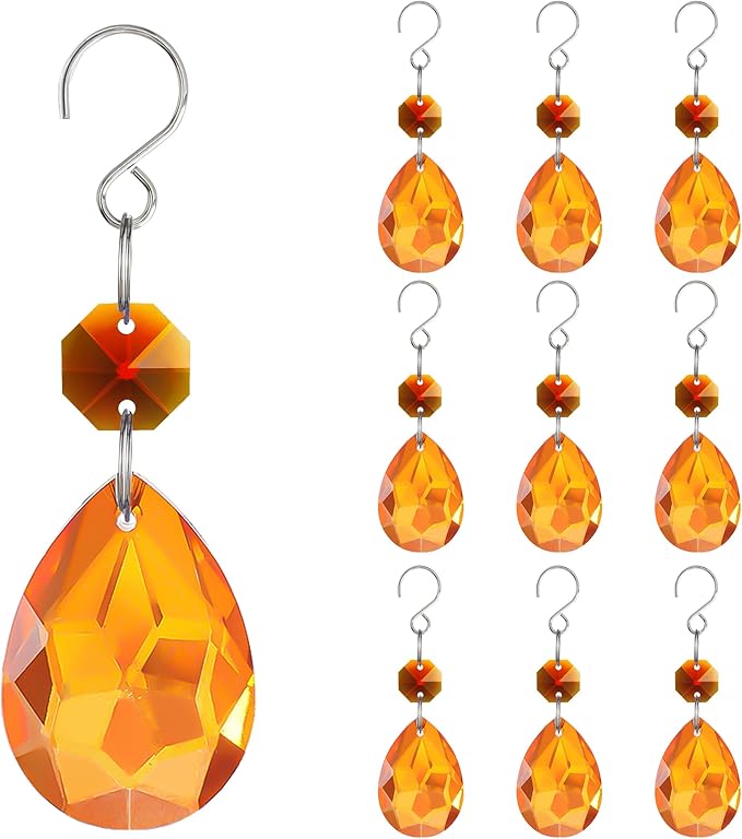 H&D HYALINE & DORA 3Inch Crystal Suncatcher Bauhinia Prisms Pendants 10Pcs by HDHYALINEDORA
