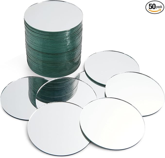 Juvale Glass Mirror Tiles for Crafts - 3 in by Juvale
