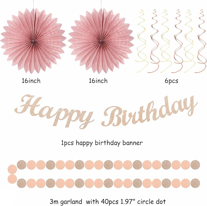 Blush-Pink Rose-Gold Fall Birthday Party-Decorations - Image 2