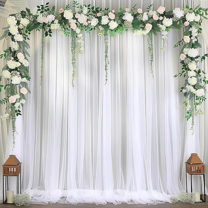 10ft X 10ft White Tulle Backdrop Curtain - Image 2