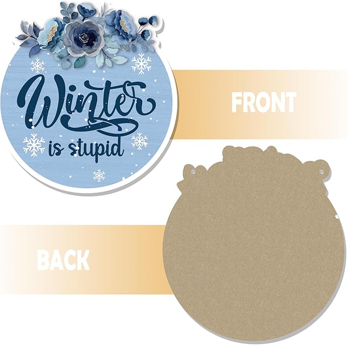 CGBHW Funny Navy Blue Winter Christmas Wooden Sign, Winter Snowflake Snowy - Image 6