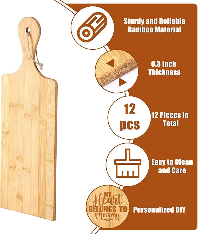 Patelai 12 Packs Wooden Cutting Board Set - Image 3