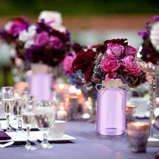 Vintage Glass Flower Vase，12 Pack Farmhouse Purple Glass Centerpiece Vases - Image 5