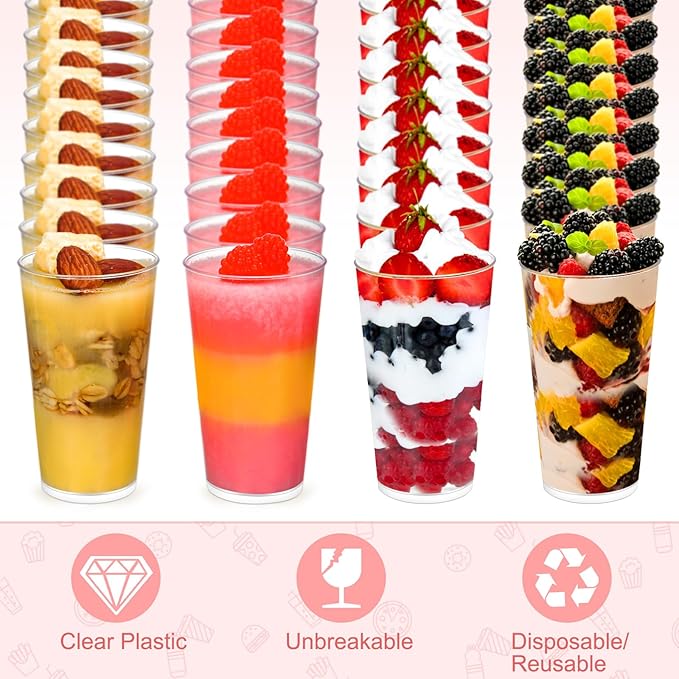 CHENGU 3 oz Clear Plastic Mini Dessert Cups - Image 2