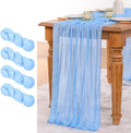 MLMW 4 Pack Light Blue Cheesecloth Table Runner Boho Gauze Rustic Cheese Cloth by MLMW