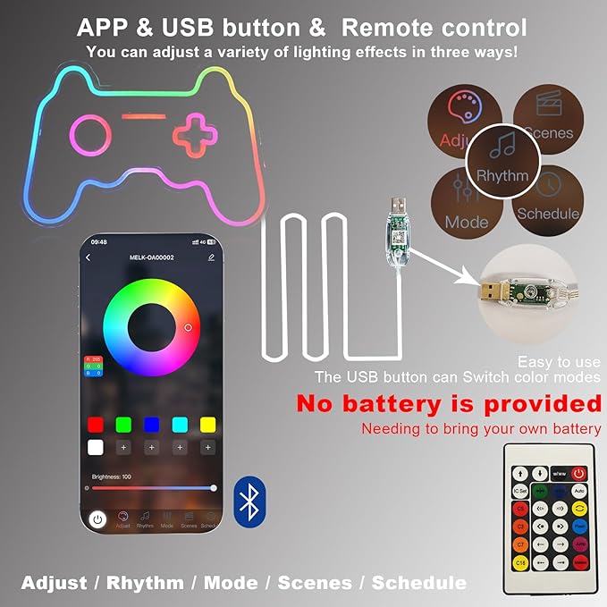 Ineonlife Gamer Neon Sign, Dream Colorful Game Controller Neon Light - Image 4