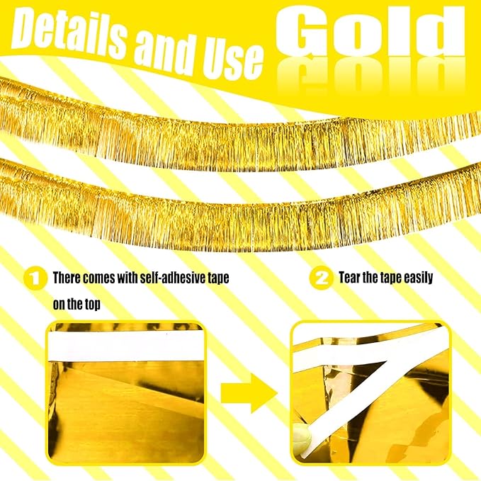 6 Pack 10 Feet Foil Fringe Garland Metallic Tinsel Streamers Banner Wall - Image 3
