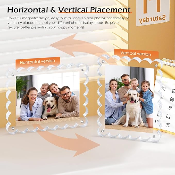 Magnetic Photo Frame 6×8Inch -3Pack Acrylic Scalloped Glass Frames, 12+12mm - Image 6
