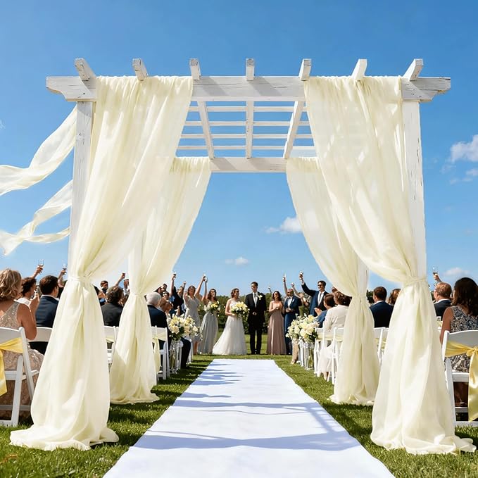Wedding Arch Draping Fabric 29" x 18 FT Light Yellow Sheer Chiffon Outdoor - Image 3