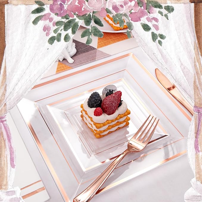 Festiva 350Pcs Rose Gold Plastic Plates - Image 8