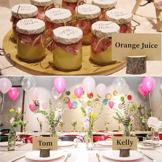20Pcs Rustic Wood Table Numbers Holder and 30Pcs Kraft Table Place Cards Wood - Image 4