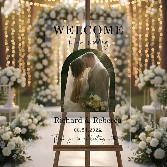 Personalized Wedding Photo Acrylic Welcome Sign – Custom Picture Board - Image 2
