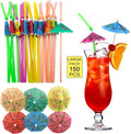 BLUE TOP Umbrella Parasol Cocktail Picks &Cocktail Straws Set- Umbrella Drink by BLUETOP